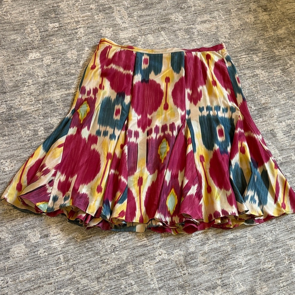 Lauren Ralph Lauren Vibrant Multi-Color Printed Flared Skirt - size 20W - silk